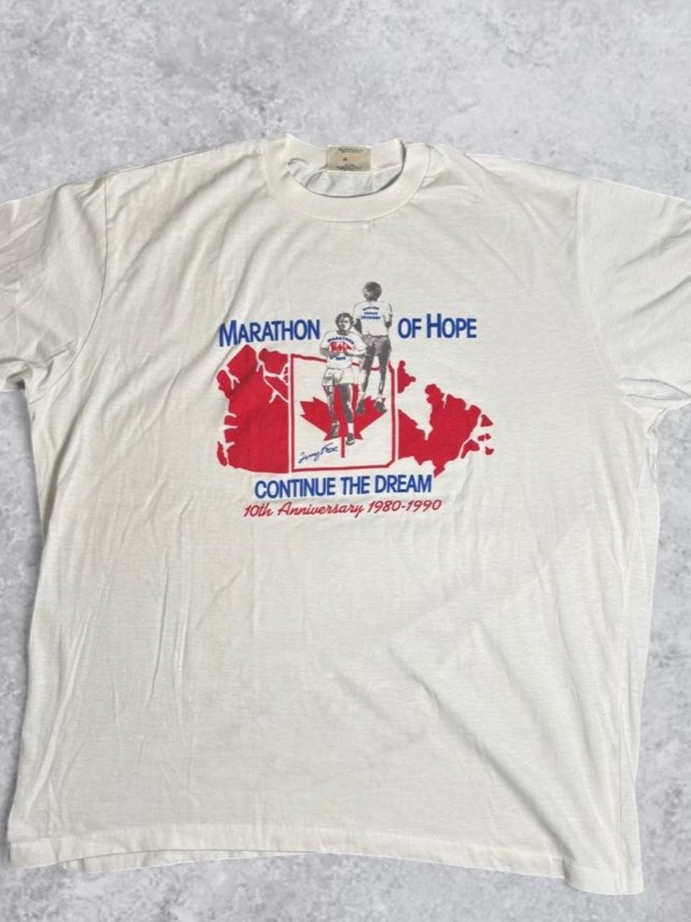 Vintage 1990 Single Stitch Terry Fox Marathon of Hope T Shirt - Size Large
